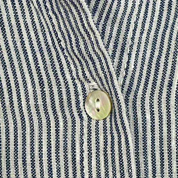 Tahari 100% Linen Stripe Shirt Dress Blue White Size S - Picture 7 of 13